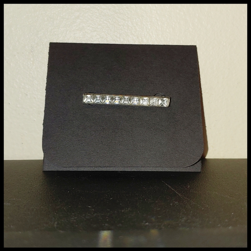 Vintage Square  Cut Rhinestone Bar Brooch